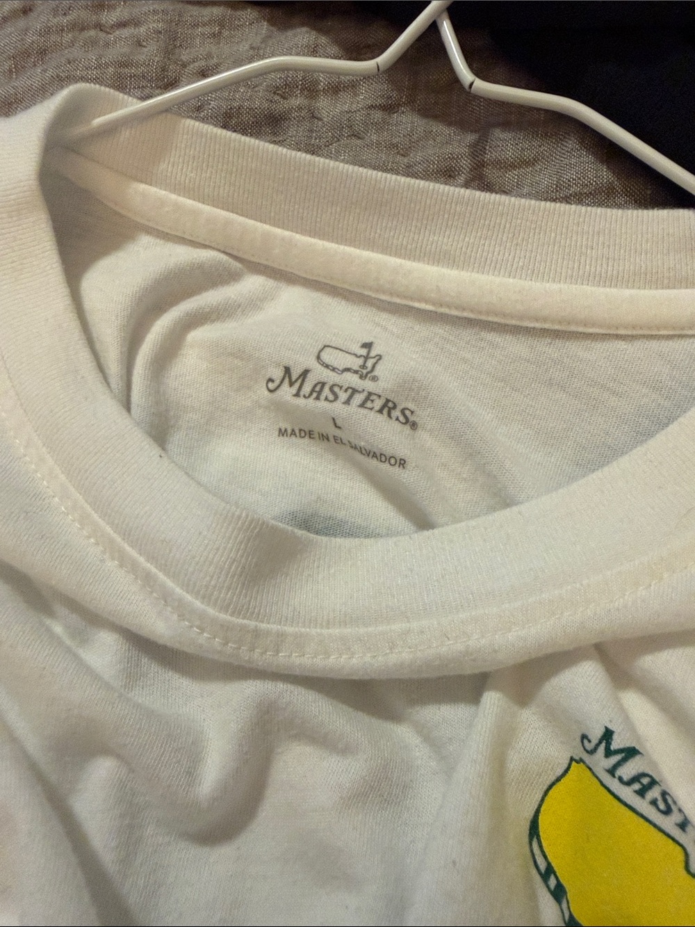 Masters White Tee with Yellow Emblem
